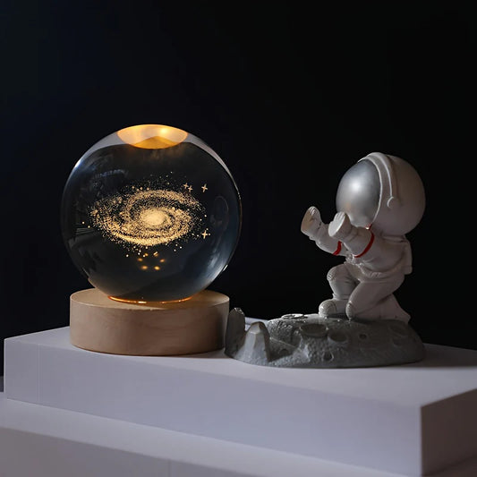 3D Solar System Crystal Glass Nightlight - Elegant Holiday Gift
